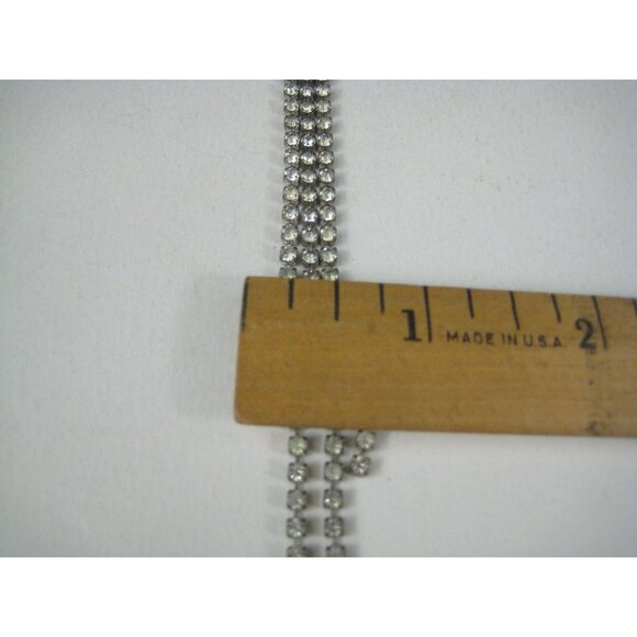 Long Silver Tone Rhinestone Dangle Earrings 8 Inch Drop Statement Sparkle Party - Picture 4 of 8